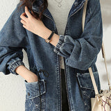 Casual Hooded Drawstring Jacket With Diamond Patch Pockets