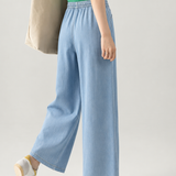 Casual Elastic Waist Drawstring Nine-Point Wide Leg Pants