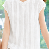 Commuter Stand Collar Vertical Pin-tuck Blouse