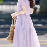 Elegant Ruffled Pearl Drawstring Layered Dress