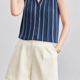 Sophisticated Commuter Contrast Vertical Striped Sleeveless Knit Tank Top