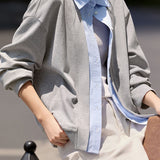 Casual Fake Two-Piece Stripe Lapel Sweatshirt Jacket