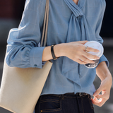 Elegant Plaid Flowy Tie Collar Chiffon Blouse