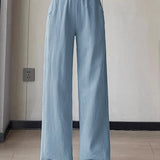 Casual Denim High Waist Straight Leg Pants