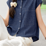 Casual Commuter Large Pocket Sleeveless Blouse