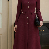 Exquisite Commuter Crew‑Neck Long‑Sleeve Dress With Pearl Trim