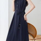 Elegant Commuter Lace Lapel Dress