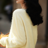 Casual Soft Brushed Silk Cashmere Sweater