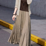 Elegant Commuter Three‑Piece Set: Knit Cardigan, Camisole Top & Midi Skirt