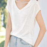 Delicate V-neck Back Hollow Lace T-shirt