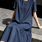Elegant Casual Crew Neck Ruffled Short-Sleeve Dress