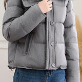 Gentle Elegant Lamb Fur Collar Zipper Long Sleeve Cotton Coat