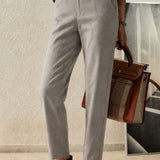 Casual Commuter Elastic Straight-Leg Casual Trousers
