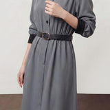 Intellectual Commuter Contrast Spliced Half-Placket Dress
