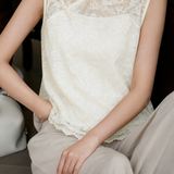 Elegant Commuter Lace Sleeveless Vest And Camisole Two-piece Set