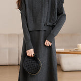 Casual Fake Two-Piece Side Tie Ribbed Knit Dress