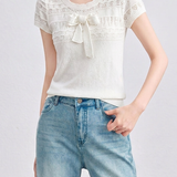 Gentle Commuter Lace Bow Knit T-Shirt