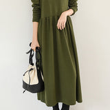 Round Neck Simple Long Maxi Flare Dress - 5 Colors Available