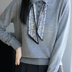 French Fashion Knit Top with Tie - liwisi