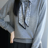 French Fashion Knit Top with Tie - liwisi