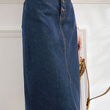 Vintage Denim Bodycon Midi Skirt