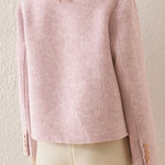 Elegant Round Neck Open-Front Short Double-Faced Wool Coat - liwisi
