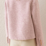 Elegant Round Neck Open-Front Short Double-Faced Wool Coat - liwisi