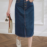 Vintage Denim Bodycon Midi Skirt