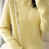 Casual Minimalist Solid-Color Ribbed Texture Knitted Top