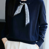 French Fashion Knit Top with Tie - liwisi