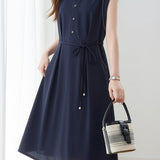 Elegant Commuter Lace Lapel Dress