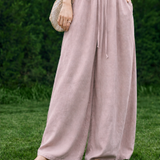 Casual Linen Wide-Leg Trousers With Drawstring Elastic Waist