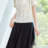 Light Luxury Commuter Beaded Vertical Stripe Chiffon Blouse