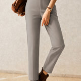 Casual Commuter Elastic Straight-Leg Casual Trousers