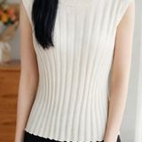Elegant Ribbed Silk Knit Tank Top