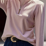 Casual Half Zip Finger Hole T-Shirt