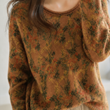 Lazy Commuter Vintage Floral Drop Shoulder Long Sleeve Sweater