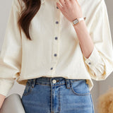 Exquisite Commuter Small Lapel Long‑Sleeve Embroidered Blouse
