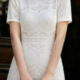 Elegant Dating Waist-Cinched Short-Sleeve Knit Dress