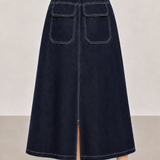 Casual Mid-Length Denim Midi Skirt