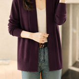 Casual Shawl Collar Side Slit Midi Cardigan