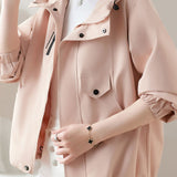 Casual Elegant Drawstring Hooded Long Sleeve Jacket