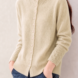 Exquisite Commuter Mock Neck Crochet Knit Cardigan