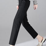 Casual Commuter Elastic Straight-Leg Casual Trousers