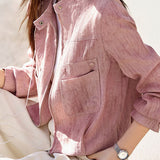 Elegant Stand Collar Cropped Cargo Jacket