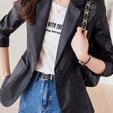 Montgomery Collar Leather Tailored Jacket - 2 Colors Available