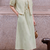 French Elegant Lantern Sleeve Blouse And Tank Dress Two-Piece Set
