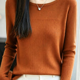 Commuter Spliced Ribbed Big Round Neck Knit Sweater