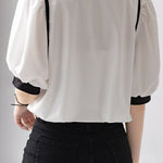 French-style fashionable puff sleeve shirt - liwisi