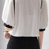 French-style fashionable puff sleeve shirt - liwisi